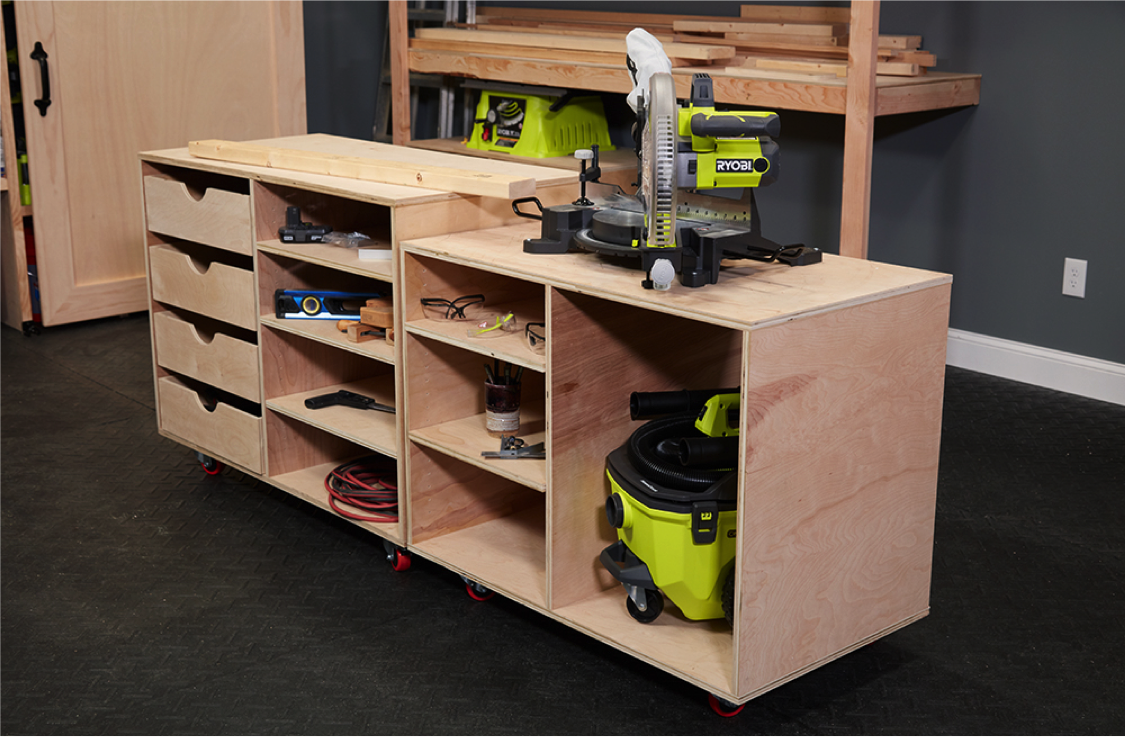 Woodworking Hub: Roll Away Workbench Center With Wall Storage